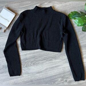 wild fable Black Cropped Knit Long-Sleeve Top